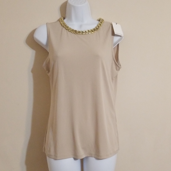 Calvin Klein taupe sleeveless top size Small - Picture 3 of 4